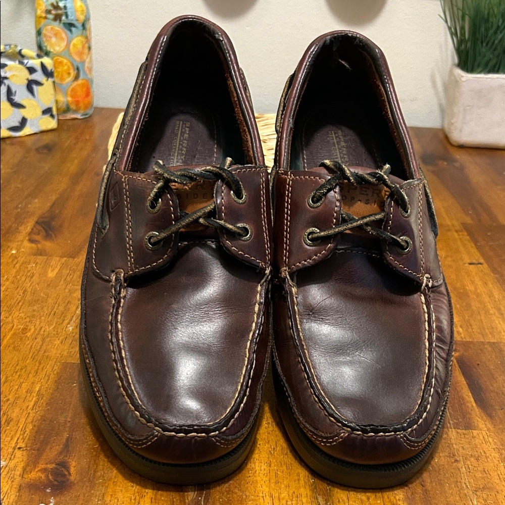 Sperry Topsider Mako 2-Eye Amaretto Leather Moc Canoe Boat Shoes for Men:10M